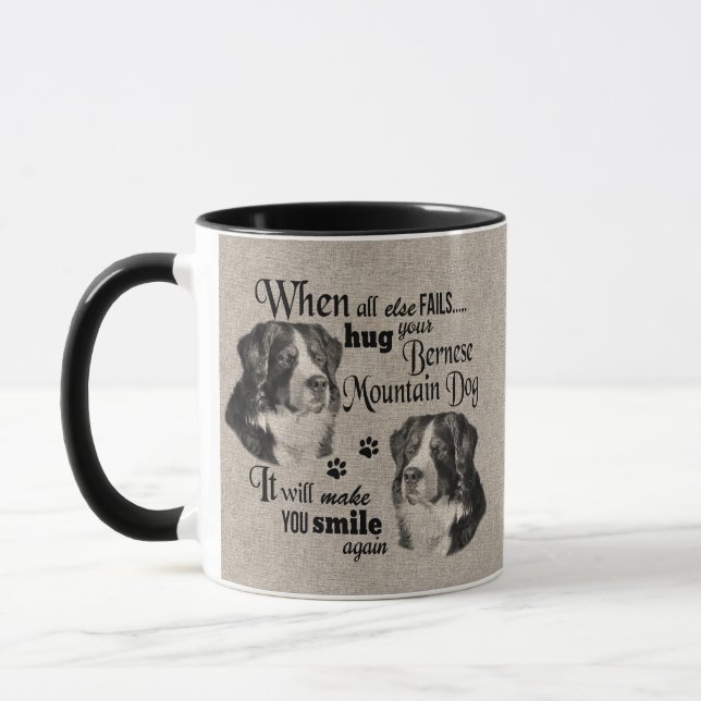 Caneca Bernese Mountain cão quando tudo falha aspas (Esquerda)
