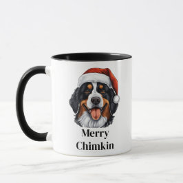 Caneca Bernese Mountain Dog Santa Hat Natal