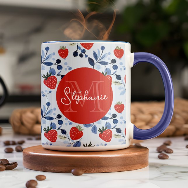 Caneca Berry Sweet Strawberry Pattern (Whether you’re gifting it to a friend or treating yourself, this mug is berry special!)