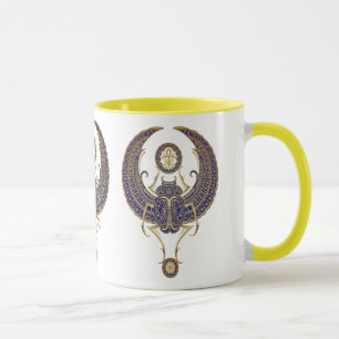 Caneca Besouro egípcio voado com Ankh - azul do