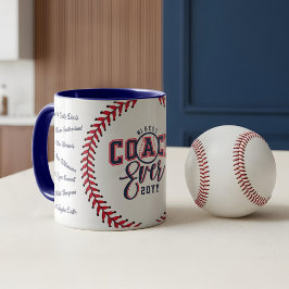 Caneca Best Coach Ever Gift Baseball Team Signature Names