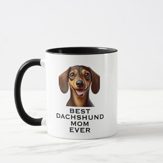 Caneca Best Dachshund Mom Ever Custom Photo (Esquerda)