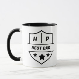 Caneca Best Dad Custom Initials Shield 