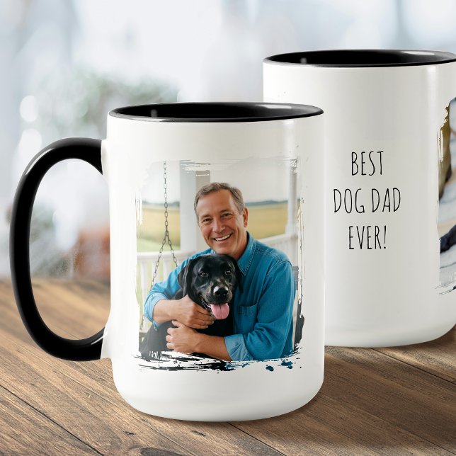 Caneca Best Dog Dad Ever 2 Custom Photo Modern (Criador carregado)