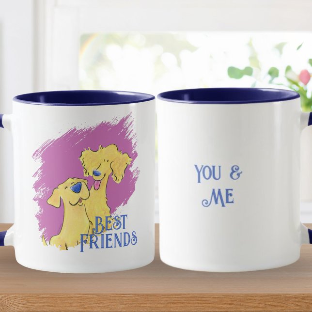 Caneca Best Friends Personalized Cute Dog Art Custom Mug (Criador carregado)