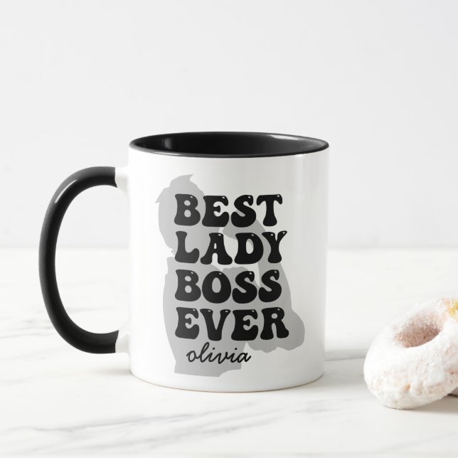 Caneca Best Lady Boss Alguma Vez Personalizada Mug (Com Donut)