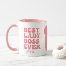 Best Lady Boss Alguma Vez Retro Pink Nome Personal