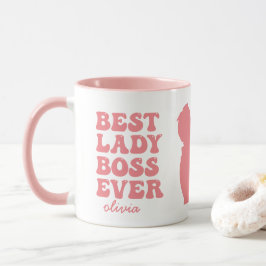 Caneca Best Lady Boss Alguma Vez Retro Pink Nome Personal