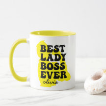 Best Lady Boss Alguma Vez Retro Yellow Custom Name