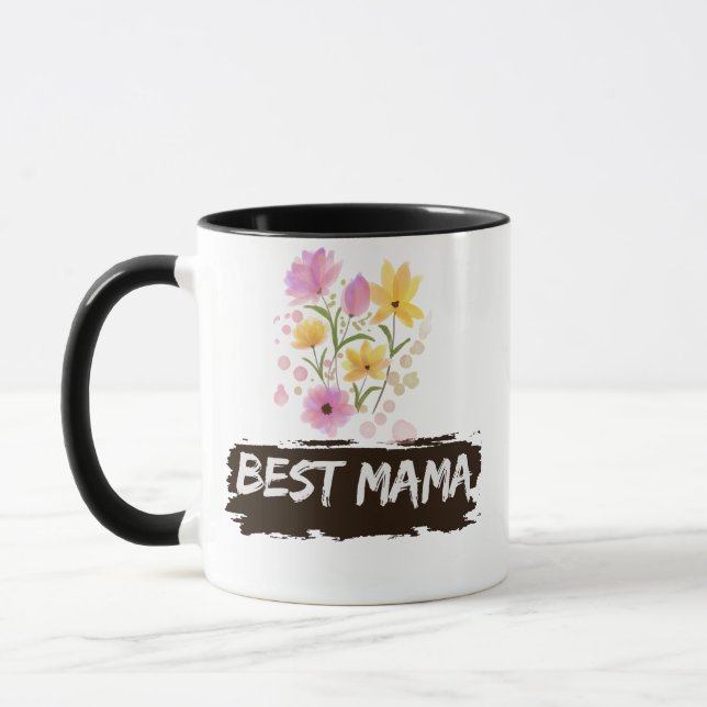 Caneca Best Mama Watercolour Flowers Coffee Mug (Esquerda)