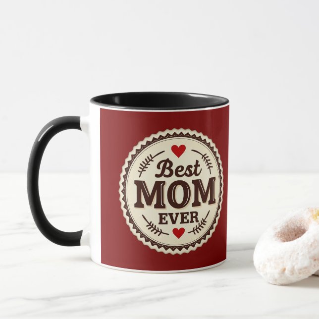 Caneca Best Mom Ever Classic Retro Design (Com Donut)