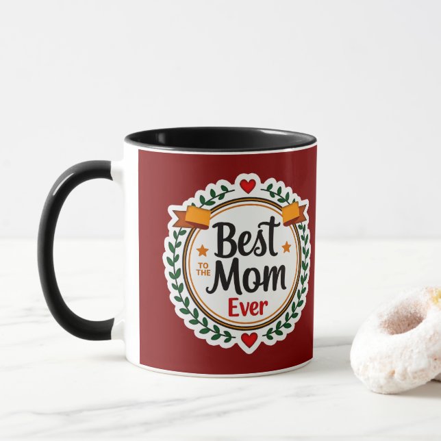 Caneca Best Mom Ever Floral Badge Design (Com Donut)