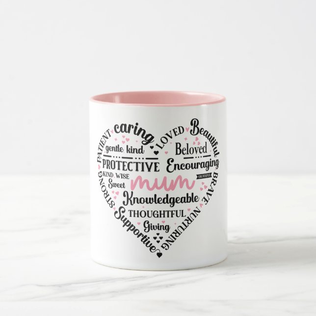 Caneca Best Mum Ever: Mother's Day & Birthday Heart Word (Centro)