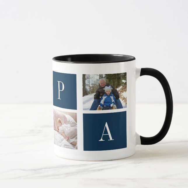 Caneca Best Papa Ever – Custom 4-Photo Collage Mug (Direita)