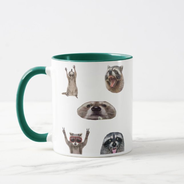 Caneca Best Raccoon Meme Compilation Funny Meme Set Mug (Esquerda)