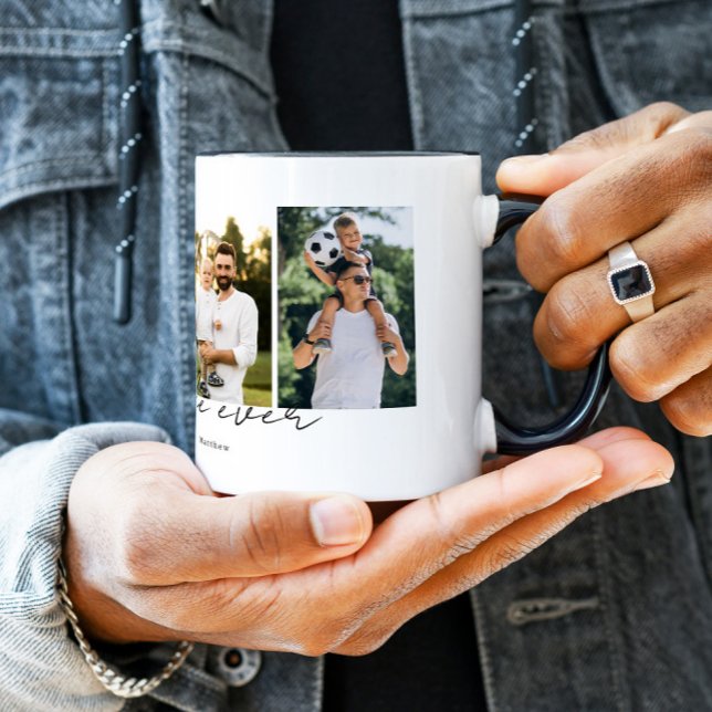 Caneca Best Uncle Ever Modern Script 4 Photos Collage (Criador carregado)