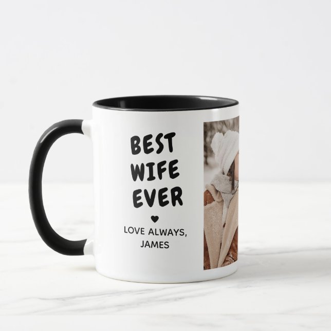 Caneca Best Wife Ever 2-Photo Custom Message (Esquerda)