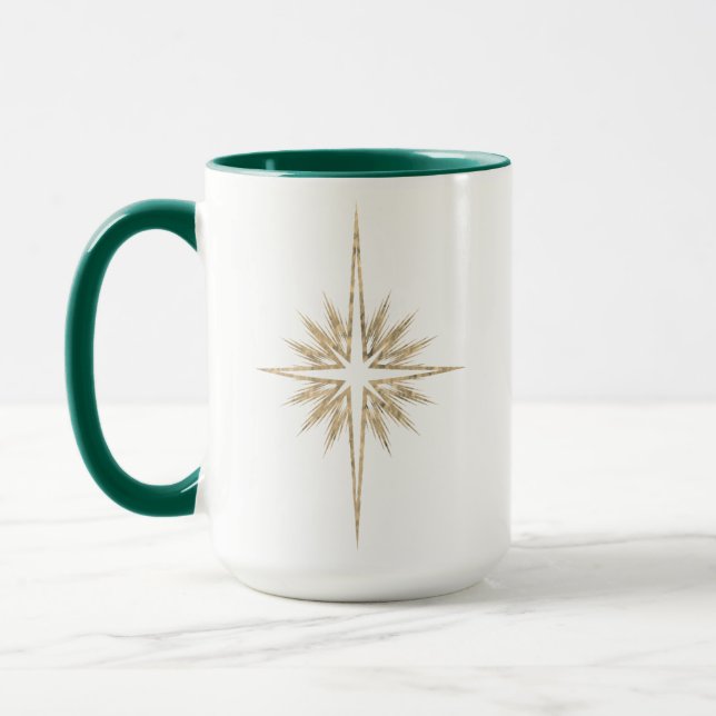 Caneca Bethlehem Nativity Star Scripture Green Christmas  (Esquerda)