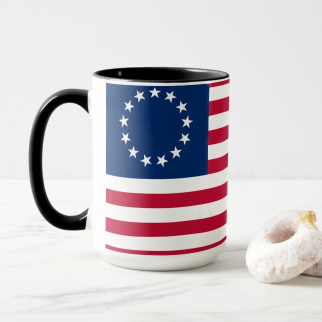 Caneca Betsy Ross Old Glory Bandeira Americana EUA (Com Donut)