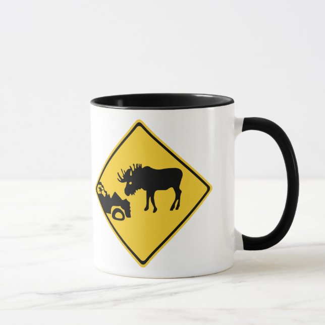 Caneca Beware dos alces, sinal de tráfego, Canadá (Direita)