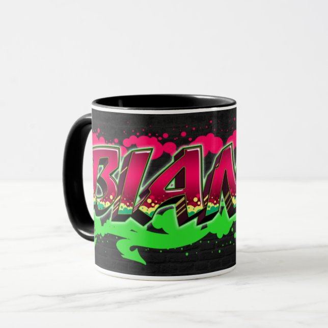 Caneca Bianca Vorname Name Graffiti red green Tasse (Frente Esquerda)