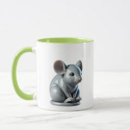 Caneca Bibelot en 3D d'une souris de porcelaine.