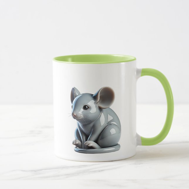 Caneca Bibelot en 3D d'une souris de porcelaine. (Direita)