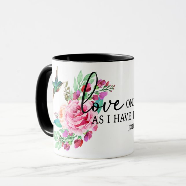 Caneca Bíblia de Escrituras, Religião de Aves Rosa Rosa V (Frente Esquerda)