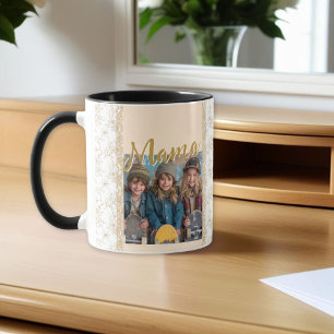 Caneca Bíblia de fotos elegante Dia de as mães de bege ve