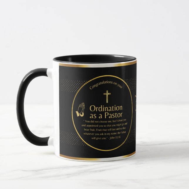 Caneca Bíblia de Pastor Ordenado Recentemente Sagrada Per (Esquerda)
