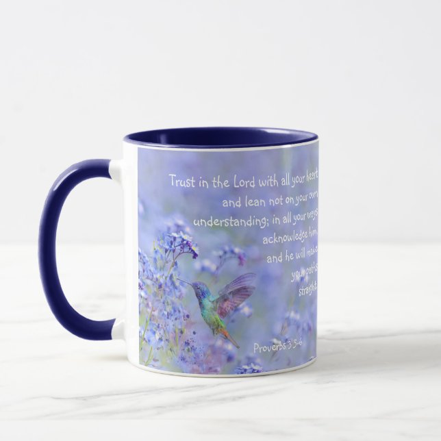 Caneca Bíblia Floral do Jardim Azul do HummingbirdEscritu (Esquerda)