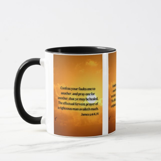 Caneca Bíblia James 5:16 KJV - Pic Dois Tons (Esquerda)