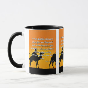 Caneca Bíblia Psalm 91:1-2 KJV Verso Túmulo De Dois Tons