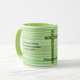 Caneca Bíblia Verse Faith Mug Cup Cross em verde