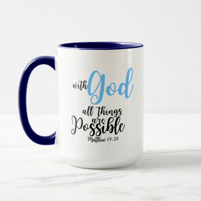 Caneca Bíblia Verse Mug - Matthew 19:26 (Esquerda)