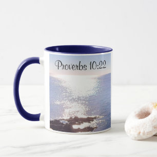 Caneca Bíblia Verso das Bênçãos do Oceano Azul Espumante