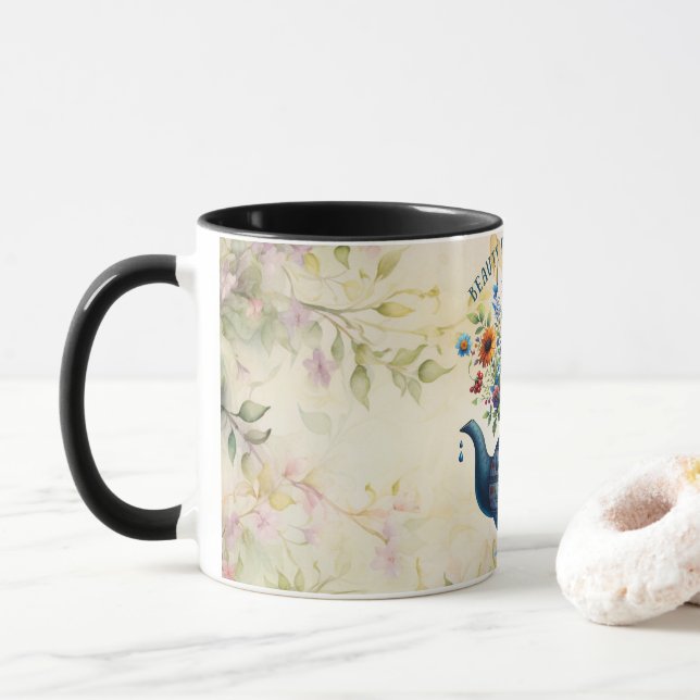 Caneca Bíblia Vertical Coffee Mug com Floral Design (Com Donut)
