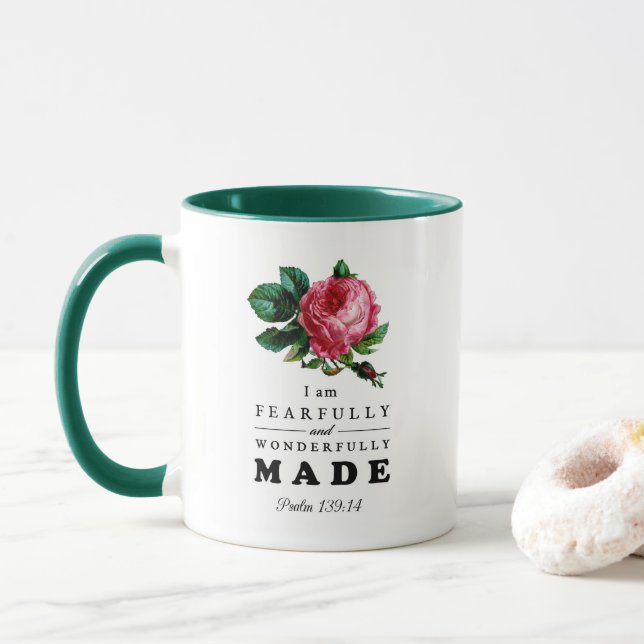 Caneca Bíblia vertida com medo e maravilhosamente feita (Com Donut)