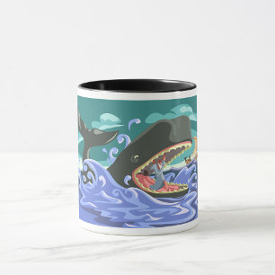 Caneca Biblical Jonah e a Cena do Oceano Baleeiro