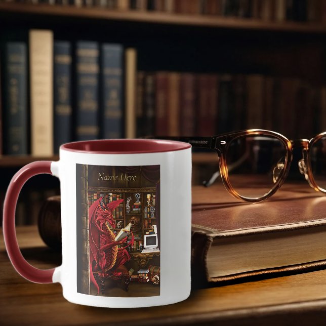 Caneca Biblioteca Podcast Dragon (Criador carregado)