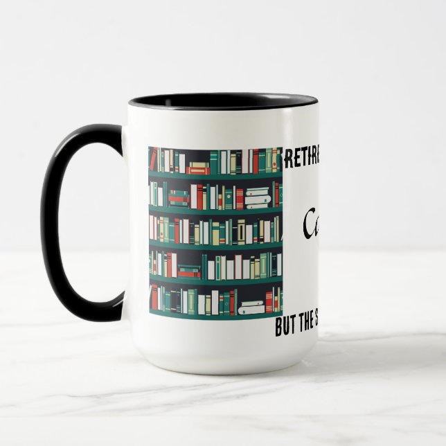 Caneca Bibliotecário aposentado - mas a história ainda nã (Esquerda)