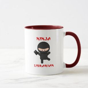 Caneca Bibliotecário de Ninja com livro