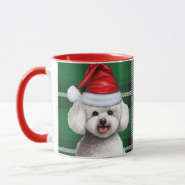 Caneca Bichon Frise Dog e uma Xadrez de Férias Verde