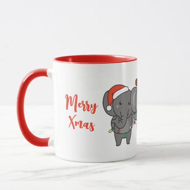 Caneca Bichos de Natal de Elefante Enrolados (Esquerda)