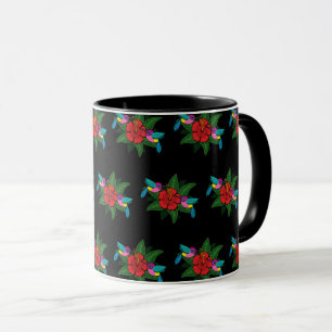 Caneca Bichos-do-mato-bonitos no Hibiscus Flower Cartoon