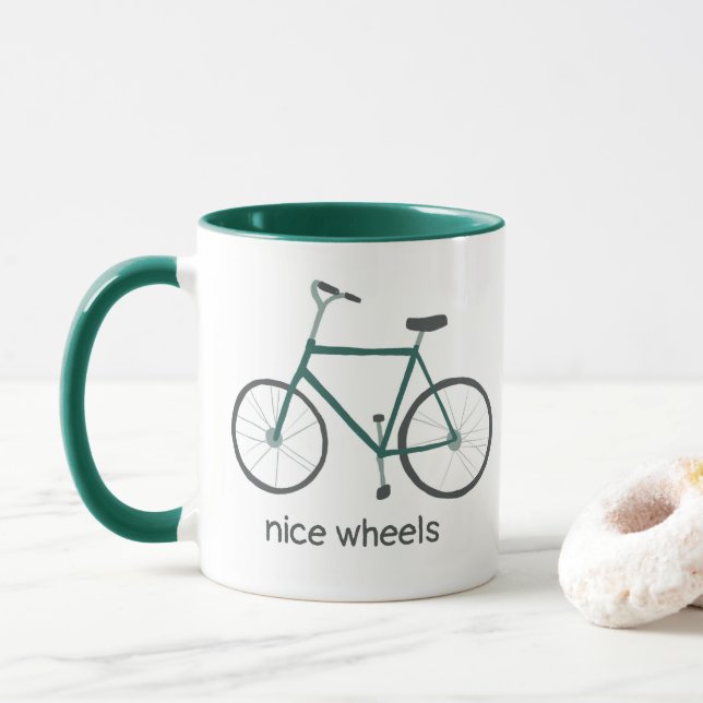 Caneca Bicicleta Verde Bonita DE RODAS NICE PERSONALIZADA (Com Donut)