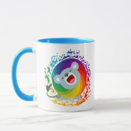 Caneca Bico desenho Arco-Íris Branco Leão