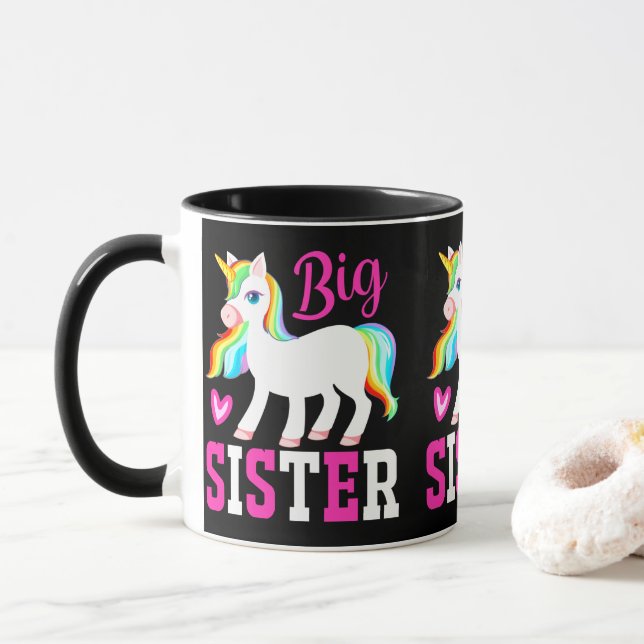 Caneca Big Sister Magical Unicorn com Rainbow Mane & Tail (Com Donut)