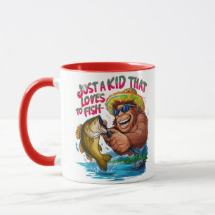 Caneca Bigfoots Apenas uma criança que adora pescar