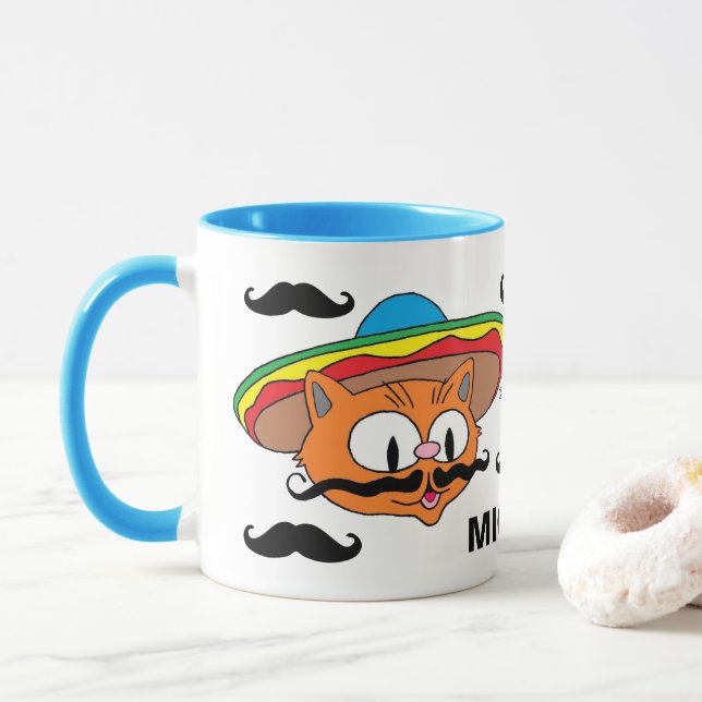 Caneca Bigode de Guidão do Senhor Gato Personalizado (Com Donut)